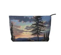 Trousse da viaggio in velluto a coste con stampa di orchidee, borsa per cosmetici da viaggio, borsa da toilette organizer per donne, mamme e ragazze, Alce Montagna Pino Albero Selvaggio, Taglia unica