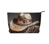 Trousse da viaggio in velluto a coste con stampa di ramo d'ulivo romano e greco, borsa per cosmetici, organizer per donne, mamme e ragazze, Cappello americano West Rodeo, Taglia unica, Beauty case