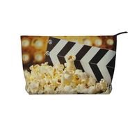 Trousse da viaggio in velluto a coste con stampa di ramo d'ulivo romano e greco, borsa per cosmetici, organizer per donne, mamme e ragazze, Cinema Film Clapboard e Popcorn, Taglia unica, Beauty case