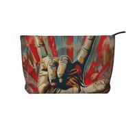 Trousse da viaggio in velluto a coste con stampa leopardata ruvida, borsa per cosmetici, organizer per donne, mamme e ragazze, Rock and Roll., Taglia unica, Beauty case