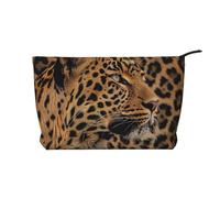 Trousse da viaggio in velluto a coste con stampa leopardo selvatico, trousse per cosmetici, trousse da toilette, organizer per donne, mamme e ragazze, Animale Leopardo Selvaggio, Taglia unica, Beauty