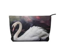 Trousse da viaggio in velluto a coste con stampa leopardo selvatico, trousse per cosmetici, trousse da toilette, organizer per donne, mamme e ragazze, Cigno bianco., Taglia unica, Beauty case