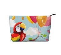 Trousse da viaggio in velluto a coste con stampa meduse colorate, borsa per cosmetici, trousse da toilette, organizer per donne, mamme e ragazze, Cartone animato pappagallo che gioca con, Taglia unica