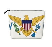 Trousse da viaggio leggera in finto lino con bandiera delle Isole Vergini americane