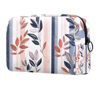 Trousse da viaggio, motivo a righe botaniche, con motivo a foglie, trousse organizer per trucchi da donna, per articoli da toeletta e accessori, Multi, 18.5x7.5x13cm/7.3x3x5.1in, Art Deco