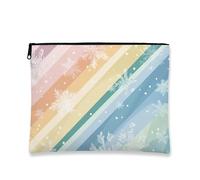 Trousse da viaggio per cosmetici con fiocchi di neve pastello, borsa da viaggio per donne, piccola borsa portatile in tela con cerniera, borsa da toilette per la cura della pelle delle vacanze