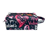 Trousse da viaggio per cosmetici, con manico, motivo a cuori colorati, impermeabile, per donne e ragazze, Multicolore 06, 8.2x3.1x3.5 in/21x8x9 cm