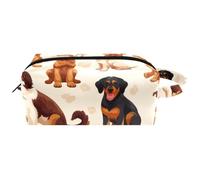 Trousse da viaggio per cosmetici, con manico, per vari tipi di cani, resistente all'acqua, organizer per accessori per donne e ragazze, Multicolore 05, 8.2x3.1x3.5 in/21x8x9 cm