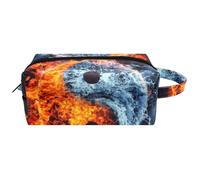 Trousse da viaggio per cosmetici, con manico, simbolo di Yin-Yang, resistente all'acqua e al fuoco, borsa da toilette organizer per accessori per donne e ragazze, Multicolore 01, 8.2x3.1x3.5 in/21x8x9