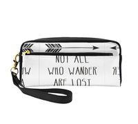 Trousse da viaggio per cosmetici, con scritta in inglese "Not All Who Wander are Lost", trousse per trucchi da donna, accessori da viaggio, Nero , Taglia unica, Astuccio per trucchi
