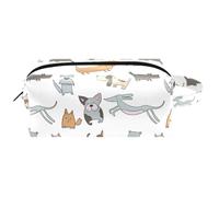 Trousse da viaggio per cosmetici da donna, in pelle di microfibra, pratica borsa organizer con cerniera, animali dello zoo dei cartoni animati, Multi, 8.2x3.1x3.5 in/21x8x9 cm, Beauty case