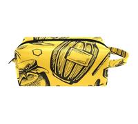 Trousse da viaggio per cosmetici da donna, in pelle di microfibra, pratica borsa organizer con cerniera, nido d'ape e barattolo per miele, Multi, 8.2x3.1x3.5 in/21x8x9 cm, Beauty case
