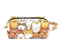 Trousse da viaggio per cosmetici da donna, in pelle di microfibra, pratica borsa organizer con cerniera, motivo animale, koala, orso, anatra, coniglio, Multi, 8.2x3.1x3.5 in/21x8x9 cm, Beauty case