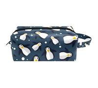 Trousse da viaggio per cosmetici da donna, in pelle di microfibra, pratica borsa organizer con cerniera, pinguini del Polo Nord e ghiaccio, Multi, 8.2x3.1x3.5 in/21x8x9 cm, Beauty case