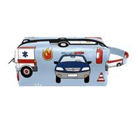 Trousse da viaggio per cosmetici da donna, in pelle di microfibra, pratica borsa organizer con cerniera, per auto della polizia di emergenza, camion dei pompieri, aeroplano, Multi, 8.2x3.1x3.5