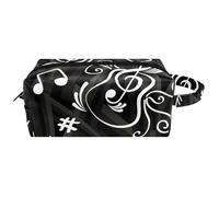 Trousse da viaggio per cosmetici da donna, in pelle di microfibra, pratica borsa organizer con cerniera, a forma di chitarra di nota musicale, Multi, 8.2x3.1x3.5 in/21x8x9 cm, Beauty case