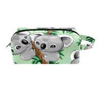 Trousse da viaggio per cosmetici da donna, in pelle di microfibra, pratica borsa organizer con cerniera, simpatico koala australiano, Multi, 8.2x3.1x3.5 in/21x8x9 cm, Beauty case