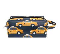 Trousse da viaggio per cosmetici da donna, in pelle di microfibra, pratica borsa organizer con cerniera, taxi car, Multi, 8.2x3.1x3.5 in/21x8x9 cm, Beauty case