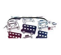 Trousse da viaggio per cosmetici da donna, in pelle di microfibra, pratico astuccio organizer con cerniera, autobus rosso a due piani e taxi, Multi, 8.2x3.1x3.5 in/21x8x9 cm, Beauty case