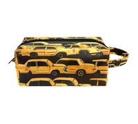 Trousse da viaggio per cosmetici da donna, in pelle di microfibra, pratico astuccio organizer con cerniera, traffico affollato con taxi, Multi, 8.2x3.1x3.5 in/21x8x9 cm, Beauty case
