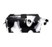 Trousse da viaggio per cosmetici da donna, in pelle di microfibra, pratico astuccio organizer con cerniera, motivo fantasmi di Halloween in stile cartone animato, Multi, 8.2x3.1x3.5 in/21x8x9 cm,