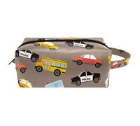 Trousse da viaggio per cosmetici da donna, in pelle di microfibra, pratico astuccio organizer con cerniera, auto della polizia, scuolabus, taxi, Multi, 8.2x3.1x3.5 in/21x8x9 cm, Beauty case