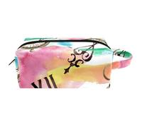 Trousse da viaggio per cosmetici da donna, in pelle di microfibra, pratico organizer con cerniera, vintage vecchi orologi da tasca, Multi, 8.2x3.1x3.5 in/21x8x9 cm, Beauty case
