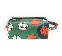 Trousse da viaggio per cosmetici, da donna, in pelle e microfibra, pratica borsa organizer con cerniera, per calcio, basket, Multi, 8.2x3.1x3.5 in/21x8x9 cm, Beauty case