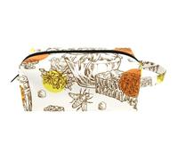 Trousse da viaggio per cosmetici da donna, in pelle e microfibra, pratica borsa organizer con cerniera, barattolo per miele d'api e nido d'ape, Multi, 8.2x3.1x3.5 in/21x8x9 cm, Beauty case