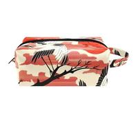 Trousse da viaggio per cosmetici da donna, in pelle e microfibra, pratica borsa organizer con cerniera, motivo nuvole rosse, Multi, 8.2x3.1x3.5 in/21x8x9 cm, Beauty case