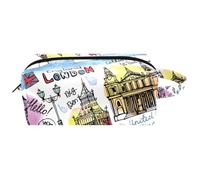 Trousse da viaggio per cosmetici da donna, in pelle e microfibra, pratica borsa organizer con cerniera, famosa architettura londinese, Multi, 8.2x3.1x3.5 in/21x8x9 cm, Beauty case