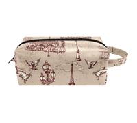 Trousse da viaggio per cosmetici da donna, in pelle e microfibra, pratica borsa organizer con cerniera, The River Seine Notre Dame, Multi, 8.2x3.1x3.5 in/21x8x9 cm, Beauty case