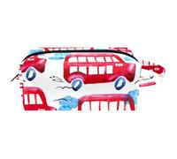Trousse da viaggio per cosmetici da donna, in pelle e microfibra, pratica borsa organizer con cerniera, motivo: autobus rosso di Londra, Multi, 8.2x3.1x3.5 in/21x8x9 cm, Beauty case