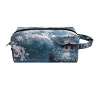 Trousse da viaggio per cosmetici da donna, in pelle e microfibra, pratica borsa organizer con cerniera, tempio si nasconde dentro, Multi, 8.2x3.1x3.5 in/21x8x9 cm, Beauty case