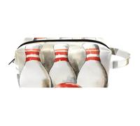 Trousse da viaggio per cosmetici da donna, in pelle e microfibra, pratica borsa organizer con cerniera, palline da bowling ad acquerello, Multi, 8.2x3.1x3.5 in/21x8x9 cm, Beauty case