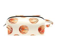 Trousse da viaggio per cosmetici da donna, in pelle e microfibra, pratica borsa organizer con cerniera, senza cuciture, motivo basket, Multi, 8.2x3.1x3.5 in/21x8x9 cm, Beauty case