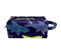 Trousse da viaggio per cosmetici da donna, in pelle e microfibra, pratica borsa organizer con cerniera, motivo squalo pericoloso sul mare profondo, Multi, 8.2x3.1x3.5 in/21x8x9 cm, Beauty case