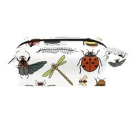 Trousse da viaggio per cosmetici da donna, in pelle e microfibra, pratica borsa organizer con cerniera, insetti, coccinella, ape, ragno, formica, Multi, 8.2x3.1x3.5 in/21x8x9 cm, Beauty case