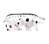 Trousse da viaggio per cosmetici da donna, in pelle e microfibra, pratica borsa organizer con cerniera, carte da gioco che cadono Ace, Multi, 8.2x3.1x3.5 in/21x8x9 cm, Beauty case
