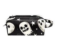 Trousse da viaggio per cosmetici, da donna, in pelle e microfibra, pratica borsa organizer con cerniera, fantasmi di Halloween, Multi, 8.2x3.1x3.5 in/21x8x9 cm, Beauty case