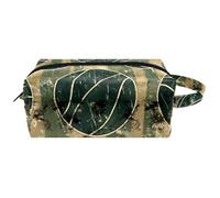 Trousse da viaggio per cosmetici, da donna, in pelle e microfibra, pratica borsa organizer con cerniera, motivo basket grunge su strisce, Multi, 8.2x3.1x3.5 in/21x8x9 cm, Beauty case