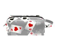 Trousse da viaggio per cosmetici da donna, in pelle e microfibra, pratica borsa organizer con cerniera, carte da gioco che cadono, Multi, 8.2x3.1x3.5 in/21x8x9 cm, Beauty case