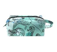 Trousse da viaggio per cosmetici da donna, in pelle e microfibra, pratica borsa organizer con cerniera, cavalluccio marino di acque profonde, polpo e stella marina, Multi, 8.2x3.1x3.5 in/21x8x9 cm,