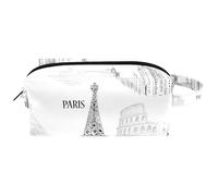 Trousse da viaggio per cosmetici, da donna, in pelle e microfibra, pratica borsa organizer con cerniera, famosa architettura europea della città, Multi, 8.2x3.1x3.5 in/21x8x9 cm, Beauty case