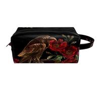 Trousse da viaggio per cosmetici da donna, in pelle e microfibra, pratica borsa organizer con cerniera, gotico corvo nido di corvo rosso, Multi, 8.2x3.1x3.5 in/21x8x9 cm, Beauty case