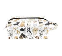 Trousse da viaggio per cosmetici da donna, in pelle e microfibra, pratica borsa organizer con cerniera, I Love Dogs and Bones, Multi, 8.2x3.1x3.5 in/21x8x9 cm, Beauty case