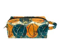 Trousse da viaggio per cosmetici da donna, in pelle e microfibra, pratica borsa organizer con cerniera, senza cuciture e palloni da basket, Multi, 8.2x3.1x3.5 in/21x8x9 cm, Beauty case