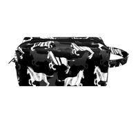 Trousse da viaggio per cosmetici da donna, in pelle e microfibra, pratica borsa organizer con cerniera, motivo zebra a righe nere e bianche, Multi, 8.2x3.1x3.5 in/21x8x9 cm, Beauty case