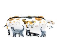 Trousse da viaggio per cosmetici, da donna, in pelle e microfibra, pratica borsa organizer con cerniera, gatti che dormono e camminano, Multi, 8.2x3.1x3.5 in/21x8x9 cm, Beauty case