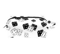 Trousse da viaggio per cosmetici da donna, in pelle e microfibra, pratico organizer con cerniera, dadi neri e bianchi, Multi, 8.2x3.1x3.5 in/21x8x9 cm, Beauty case